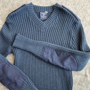 Citadel Military Knit Virgin Wool Sweater Men's 38 Blue Long Sleeve Pullover Wor
